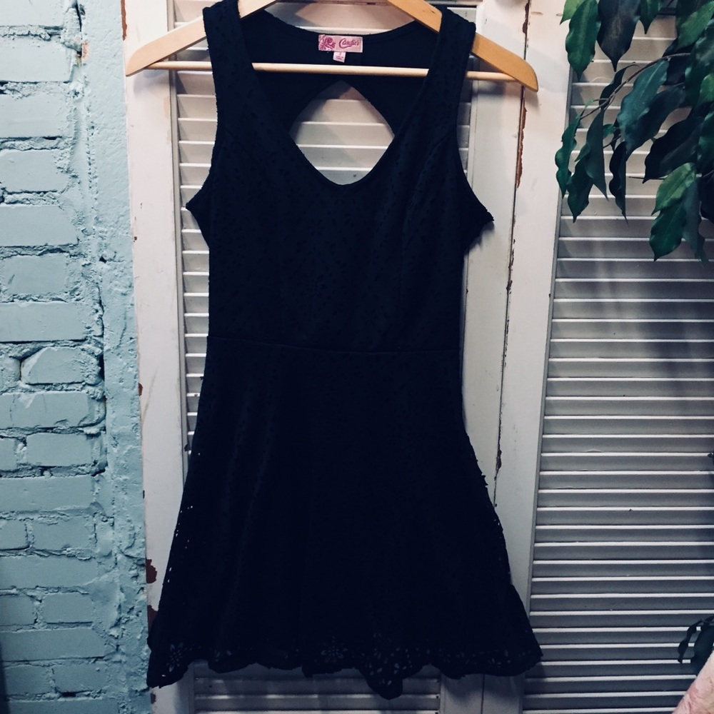 Candies Lasercut Diamonback Black Sleeveless Dress
